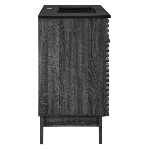 Modway Furniture Render 36" Mid-Century Modern Bathroom Vanity with Integrated Sink and Ample Storage Solutions Charcoal Black EEI-5396-CHA-BLK