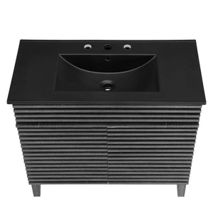 Modway Furniture Render 36" Mid-Century Modern Bathroom Vanity with Integrated Sink and Ample Storage Solutions Charcoal Black EEI-5396-CHA-BLK