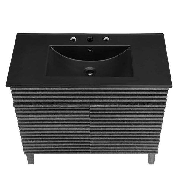 Modway Furniture Render 36" Mid-Century Modern Bathroom Vanity with Integrated Sink and Ample Storage Solutions Charcoal Black EEI-5396-CHA-BLK