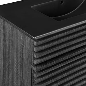 Modway Furniture Render 36" Mid-Century Modern Bathroom Vanity with Integrated Sink and Ample Storage Solutions Charcoal Black EEI-5396-CHA-BLK