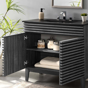Modway Furniture Render 36" Mid-Century Modern Bathroom Vanity with Integrated Sink and Ample Storage Solutions Charcoal Black EEI-5396-CHA-BLK
