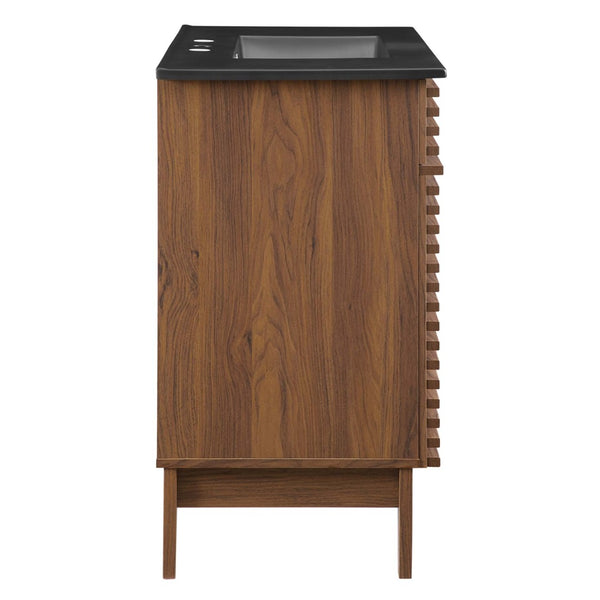 Modway Furniture Render 36" Mid-Century Modern Bathroom Vanity with Integrated Sink and Ample Storage Solutions Walnut Black EEI-5396-WAL-BLK