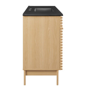 Modway Furniture Render 48" Single Sink Bathroom Vanity by Modway - Mid-Century Modern Design with Ample Storage Oak Black EEI-5398-OAK-BLK