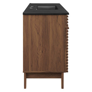 Modway Furniture Render 48" Single Sink Bathroom Vanity by Modway - Mid-Century Modern Design with Ample Storage Walnut Black EEI-5398-WAL-BLK
