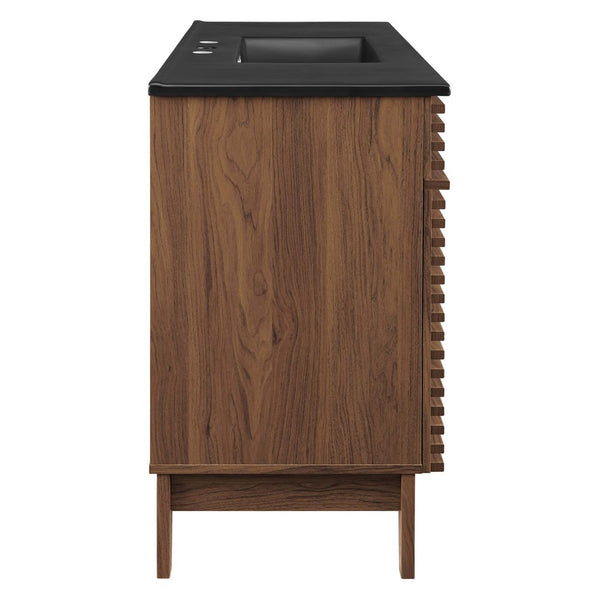 Modway Furniture Render 48" Single Sink Bathroom Vanity by Modway - Mid-Century Modern Design with Ample Storage Walnut Black EEI-5398-WAL-BLK