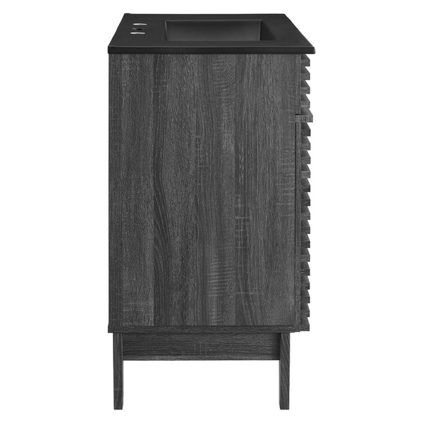 Modway Furniture Render 30" Bathroom Vanity - Mid-Century Modern with Curved Ceramic Basin and Soft-Close Doors Charcoal Black EEI-5418-CHA-BLK
