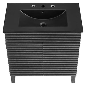 Modway Furniture Render 30" Bathroom Vanity - Mid-Century Modern with Curved Ceramic Basin and Soft-Close Doors Charcoal Black EEI-5418-CHA-BLK