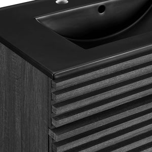 Modway Furniture Render 30" Bathroom Vanity - Mid-Century Modern with Curved Ceramic Basin and Soft-Close Doors Charcoal Black EEI-5418-CHA-BLK
