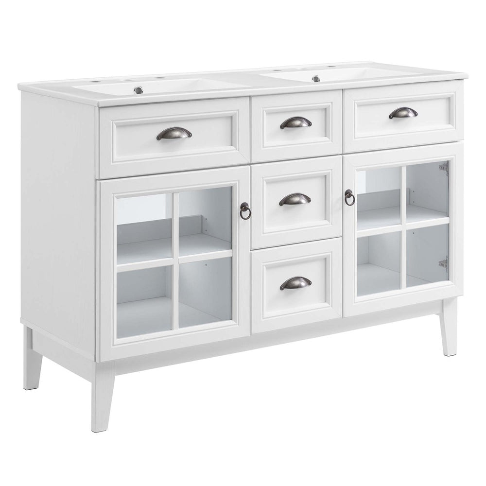 Modway Furniture Isle 48" Double Bathroom Vanity Cabinet - Coastal-Contemporary Design with Dual Sinks & Storage Solutions EEI-5428-WHI-WHI
