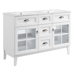 Modway Furniture Isle 48" Double Bathroom Vanity Cabinet - Coastal-Contemporary Design with Dual Sinks & Storage Solutions EEI-5428-WHI-WHI