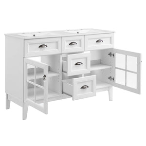 Modway Furniture Isle 48" Double Bathroom Vanity Cabinet - Coastal-Contemporary Design with Dual Sinks & Storage Solutions EEI-5428-WHI-WHI