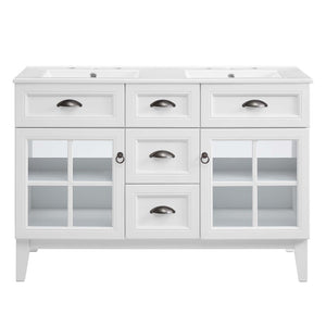 Modway Furniture Isle 48" Double Bathroom Vanity Cabinet - Coastal-Contemporary Design with Dual Sinks & Storage Solutions EEI-5428-WHI-WHI