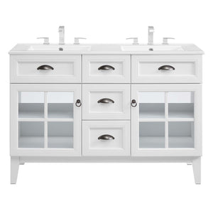Modway Furniture Isle 48" Double Bathroom Vanity Cabinet - Coastal-Contemporary Design with Dual Sinks & Storage Solutions EEI-5428-WHI-WHI