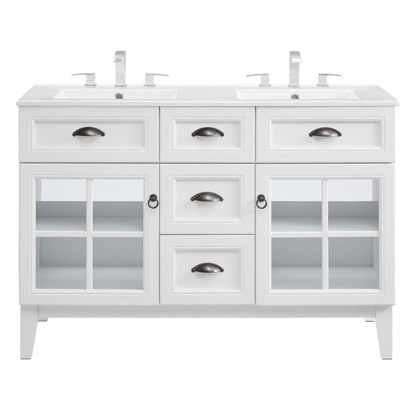 Modway Furniture Isle 48" Double Bathroom Vanity Cabinet - Coastal-Contemporary Design with Dual Sinks & Storage Solutions EEI-5428-WHI-WHI