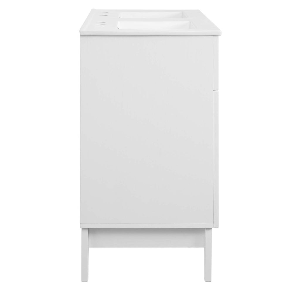 Modway Furniture Isle 48" Double Bathroom Vanity Cabinet - Coastal-Contemporary Design with Dual Sinks & Storage Solutions EEI-5428-WHI-WHI
