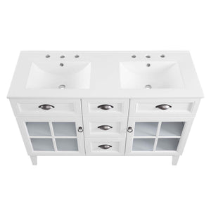 Modway Furniture Isle 48" Double Bathroom Vanity Cabinet - Coastal-Contemporary Design with Dual Sinks & Storage Solutions EEI-5428-WHI-WHI