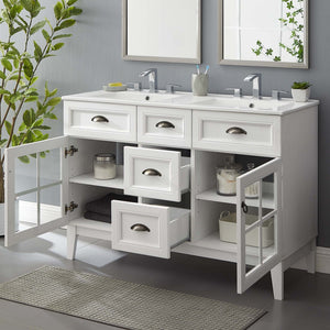 Modway Furniture Isle 48" Double Bathroom Vanity Cabinet - Coastal-Contemporary Design with Dual Sinks & Storage Solutions EEI-5428-WHI-WHI