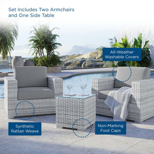 Modway Furniture Convene 3-Piece Outdoor Patio Set - Durable Modular Design for Stylish Comfort and Versatile Gatherings Light Gray Gray EEI-5444-LGR-GRY