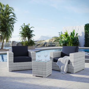 Modway Furniture Convene 3-Piece Outdoor Patio Set - Durable Modular Design for Stylish Comfort and Versatile Gatherings Light Gray Navy EEI-5444-LGR-NAV