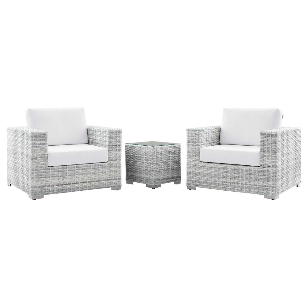 Modway Furniture Convene 3-Piece Outdoor Patio Set - Durable Modular Design for Stylish Comfort and Versatile Gatherings Light Gray White EEI-5444-LGR-WHI