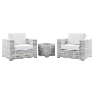 Modway Furniture Convene 3-Piece Outdoor Patio Set - Durable Modular Design for Stylish Comfort and Versatile Gatherings Light Gray White EEI-5444-LGR-WHI