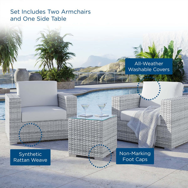 Modway Furniture Convene 3-Piece Outdoor Patio Set - Durable Modular Design for Stylish Comfort and Versatile Gatherings Light Gray White EEI-5444-LGR-WHI