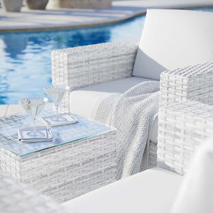 Modway Furniture Convene 3-Piece Outdoor Patio Set - Durable Modular Design for Stylish Comfort and Versatile Gatherings Light Gray White EEI-5444-LGR-WHI