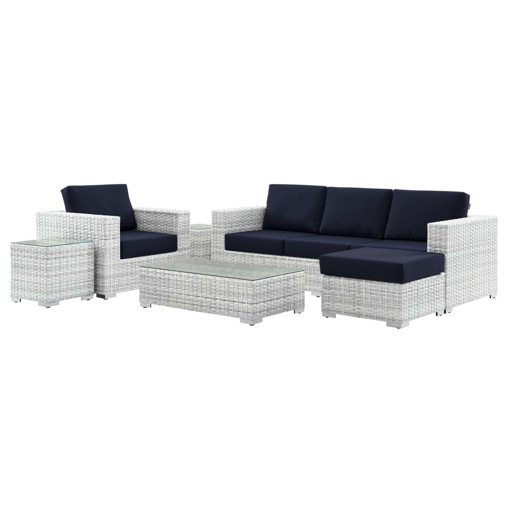 Modway Furniture Convene 6-Piece Outdoor Patio Set - Modular Light Gray & Navy Furniture for Stylish Entertaining EEI-5449-LGR-NAV