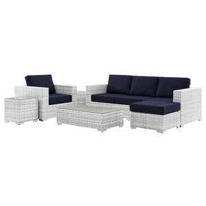 Modway Furniture Convene 6-Piece Outdoor Patio Set - Modular Light Gray & Navy Furniture for Stylish Entertaining EEI-5449-LGR-NAV