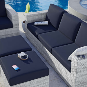 Modway Furniture Convene 4-Piece Modular Outdoor Patio Set - Stylish Light Gray with Navy Cushions for All-Weather Comfort EEI-5451-LGR-NAV