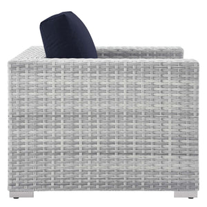 Modway Furniture Convene 4-Piece Modular Outdoor Patio Set - Stylish Light Gray with Navy Cushions for All-Weather Comfort EEI-5451-LGR-NAV