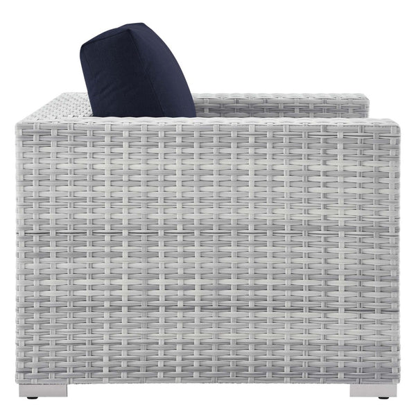 Modway Furniture Convene 4-Piece Modular Outdoor Patio Set - Stylish Light Gray with Navy Cushions for All-Weather Comfort EEI-5451-LGR-NAV