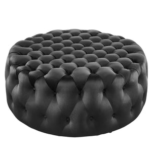 Modway Furniture Amour Tufted Button Large Round Velvet Ottoman – Plush Seating, Stylish Accent for Any Room Black EEI-5469-BLK