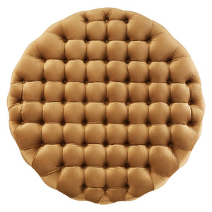 Modway Furniture Amour Tufted Button Large Round Velvet Ottoman – Plush Seating, Stylish Accent for Any Room Cognac EEI-5469-COG