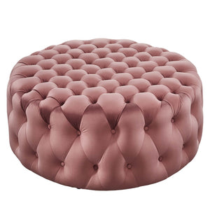 Modway Furniture Amour Tufted Button Large Round Velvet Ottoman – Plush Seating, Stylish Accent for Any Room Dusty Rose EEI-5469-DUS