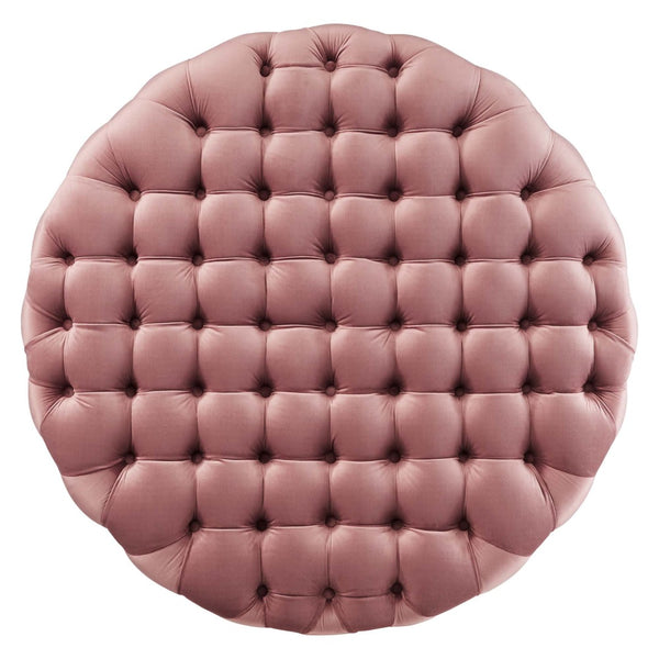 Modway Furniture Amour Tufted Button Large Round Velvet Ottoman – Plush Seating, Stylish Accent for Any Room Dusty Rose EEI-5469-DUS