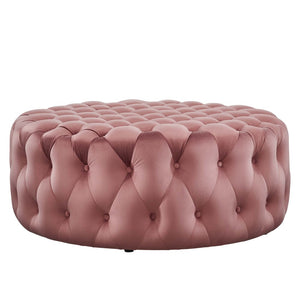 Modway Furniture Amour Tufted Button Large Round Velvet Ottoman – Plush Seating, Stylish Accent for Any Room Dusty Rose EEI-5469-DUS