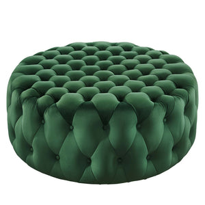 Modway Furniture Amour Tufted Button Large Round Velvet Ottoman – Plush Seating, Stylish Accent for Any Room Emerald EEI-5469-EME