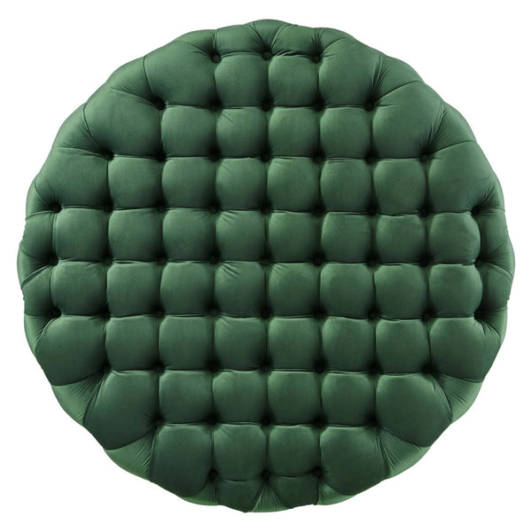 Modway Furniture Amour Tufted Button Large Round Velvet Ottoman – Plush Seating, Stylish Accent for Any Room Emerald EEI-5469-EME
