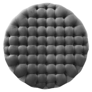 Modway Furniture Amour Tufted Button Large Round Velvet Ottoman – Plush Seating, Stylish Accent for Any Room Gray EEI-5469-GRY