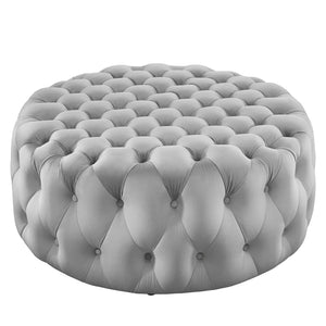 Modway Furniture Amour Tufted Button Large Round Velvet Ottoman – Plush Seating, Stylish Accent for Any Room Light Gray EEI-5469-LGR