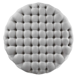 Modway Furniture Amour Tufted Button Large Round Velvet Ottoman – Plush Seating, Stylish Accent for Any Room Light Gray EEI-5469-LGR