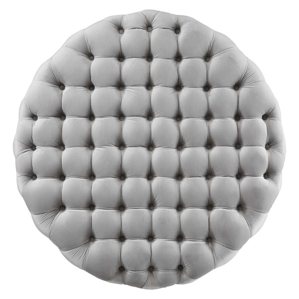 Modway Furniture Amour Tufted Button Large Round Velvet Ottoman – Plush Seating, Stylish Accent for Any Room Light Gray EEI-5469-LGR