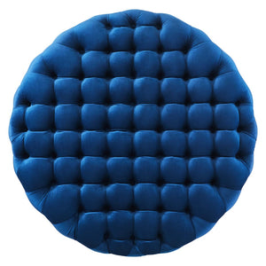 Modway Furniture Amour Tufted Button Large Round Velvet Ottoman – Plush Seating, Stylish Accent for Any Room Navy EEI-5469-NAV