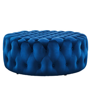 Modway Furniture Amour Tufted Button Large Round Velvet Ottoman – Plush Seating, Stylish Accent for Any Room Navy EEI-5469-NAV
