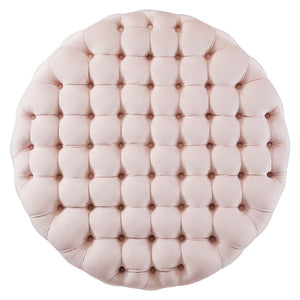 Modway Furniture Amour Tufted Button Large Round Velvet Ottoman – Plush Seating, Stylish Accent for Any Room Pink EEI-5469-PNK