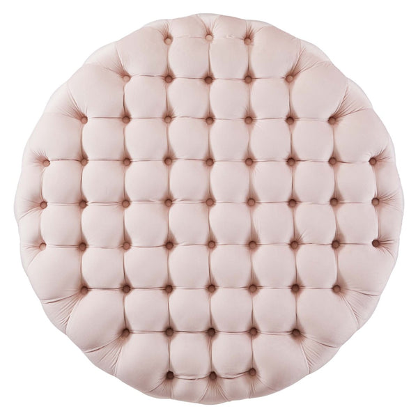 Modway Furniture Amour Tufted Button Large Round Velvet Ottoman – Plush Seating, Stylish Accent for Any Room Pink EEI-5469-PNK