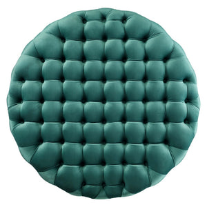 Modway Furniture Amour Tufted Button Large Round Velvet Ottoman – Plush Seating, Stylish Accent for Any Room Teal EEI-5469-TEA