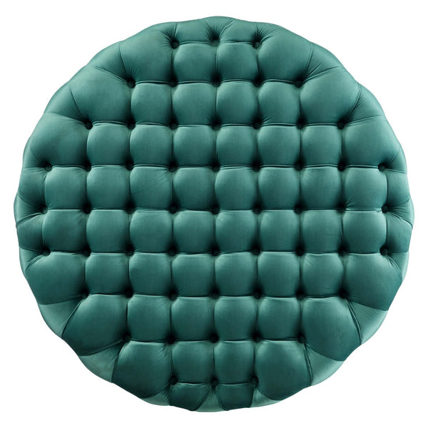 Modway Furniture Amour Tufted Button Large Round Velvet Ottoman – Plush Seating, Stylish Accent for Any Room Teal EEI-5469-TEA