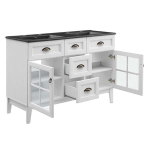 Modway Furniture Isle 48" Double Bathroom Vanity Cabinet - Coastal Elegance, Ample Storage & Dual Sinks in White Black EEI-5480-WHI-BLK